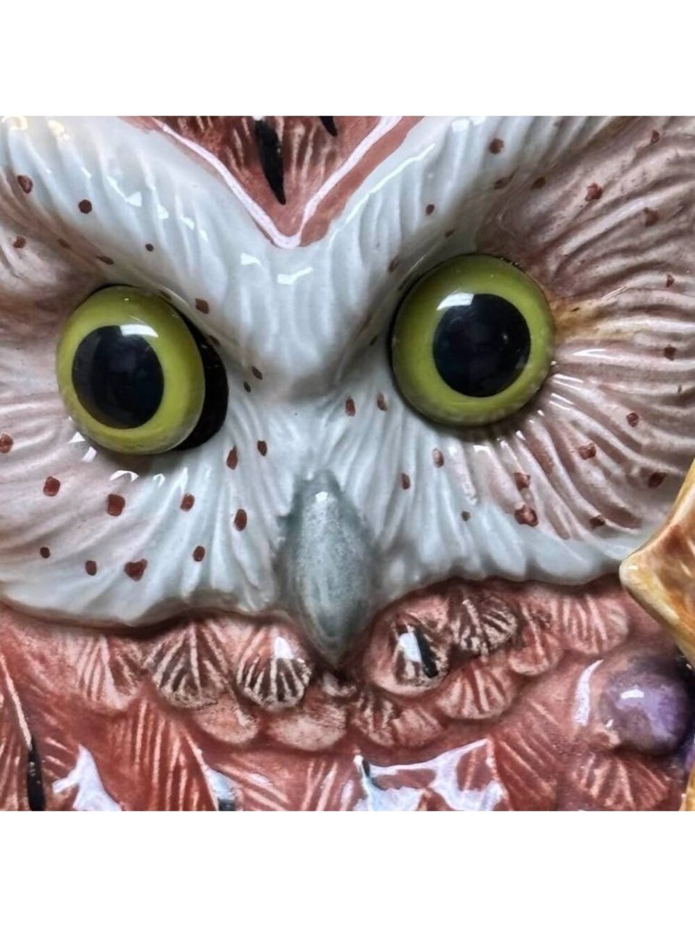 Vintage 1994 Fitz & Floyd Autumn Woods Owl Pitcher – 9" Woodland Fall Acorn Jug - Picture 7 of 10